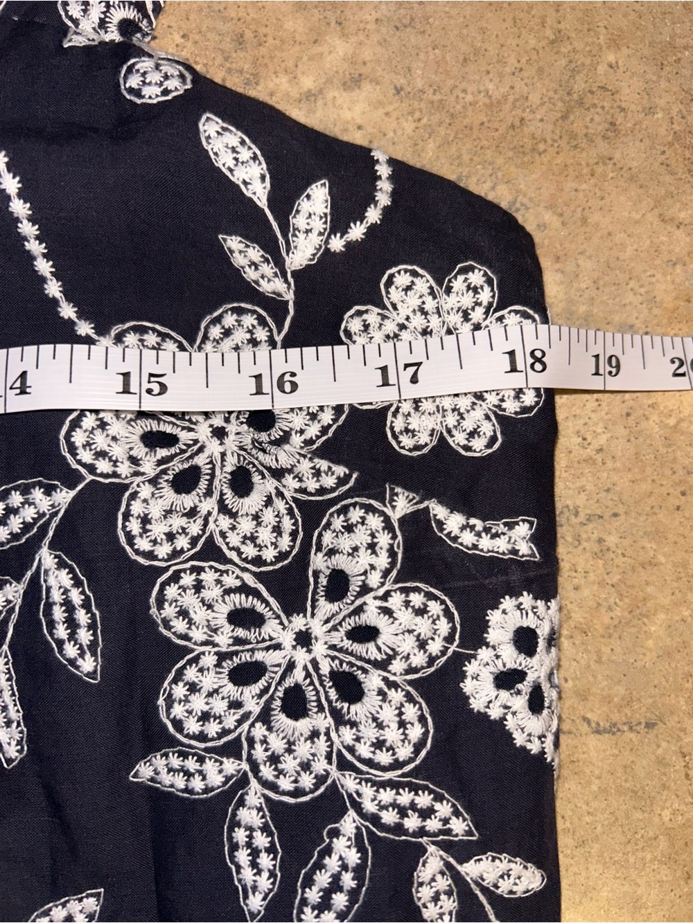 Loft Dress - navy/white embroidered floral tie strap mini length NWT - Picture 11 of 12